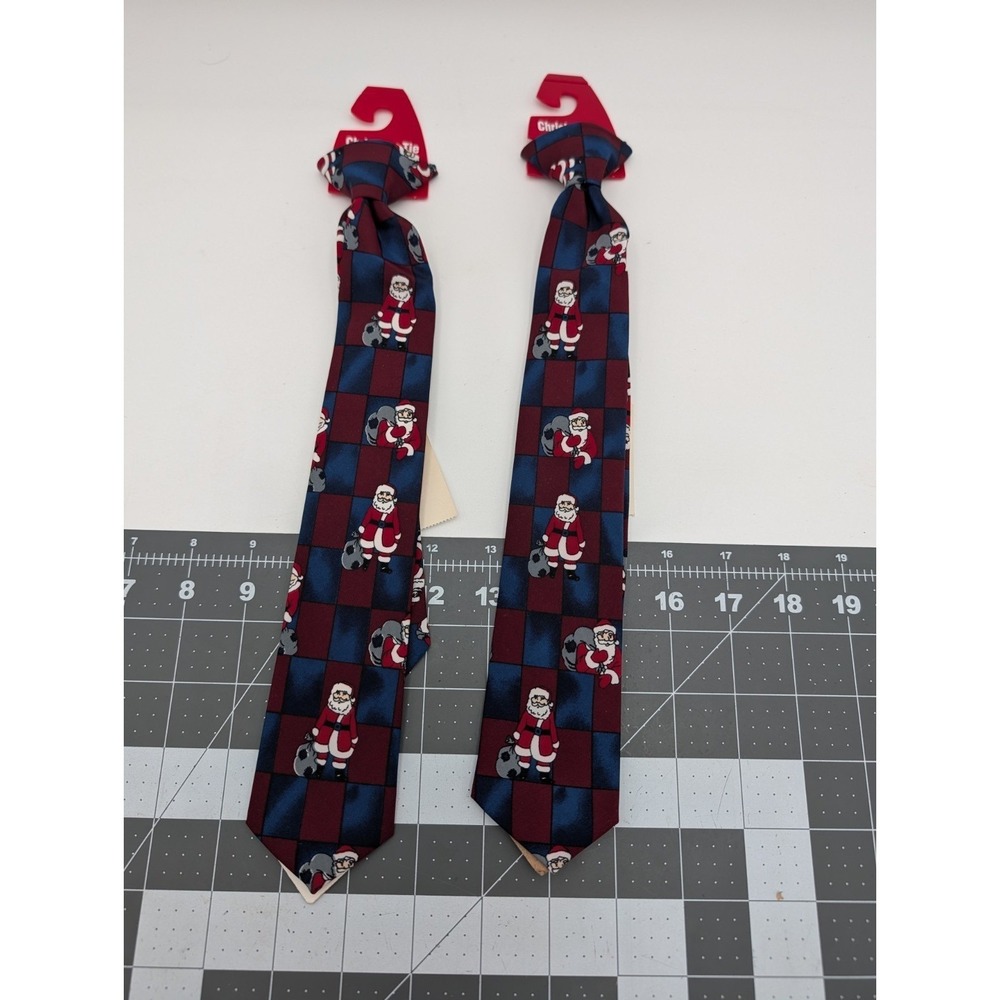 Surrey Santa Claus Neck Tie Kid‎ Size Lot of 2 13.5 Inch Long USA Christmas